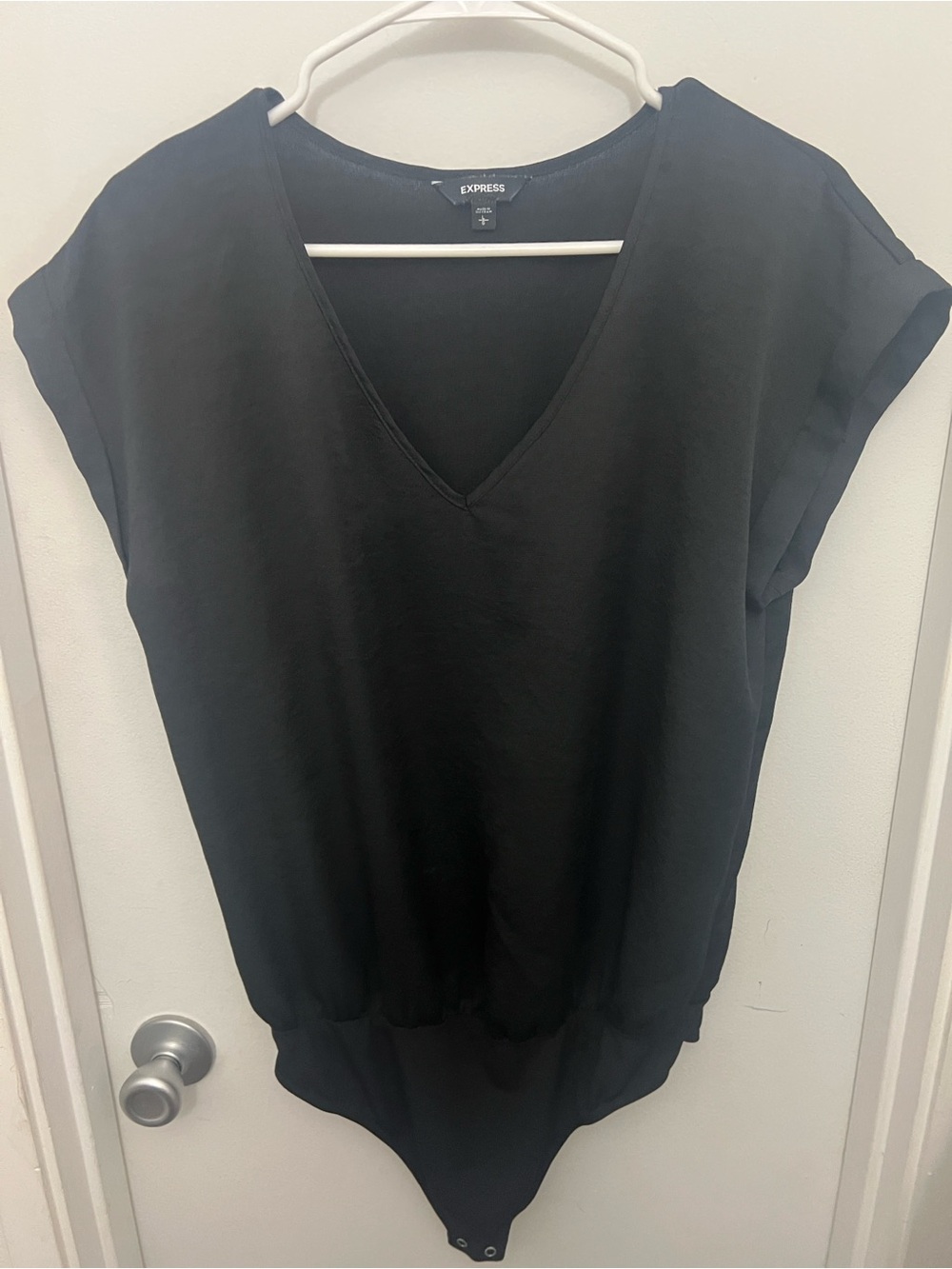 Express Black V-Neck Short Sleeve Bodysuit